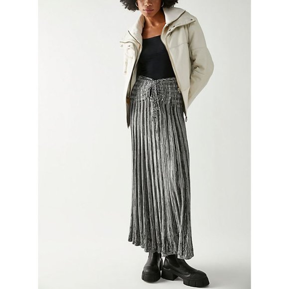 FREE PEOPLE Silvia Sweater Convertible Maxi Skirt / Grey Combo - Picture 7 of 11